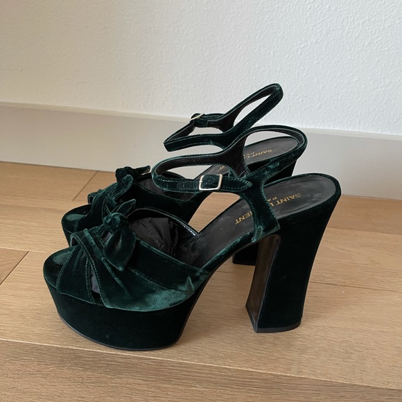 SAINT LAURENT Crushed Velvet Farrah Platform - Picture 4 of 9